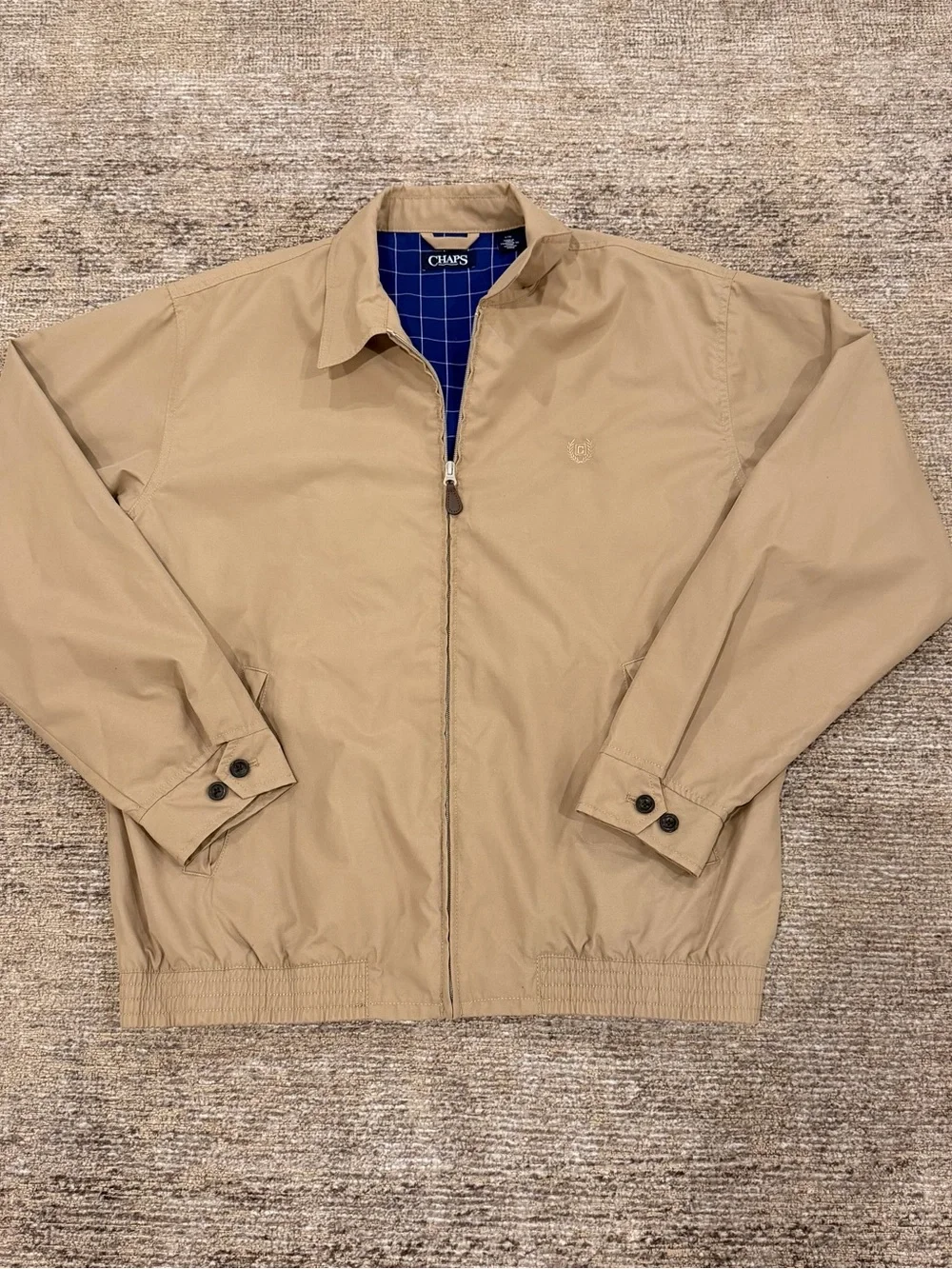 Chaps Harrington Khaki Zip-Front Jacket L